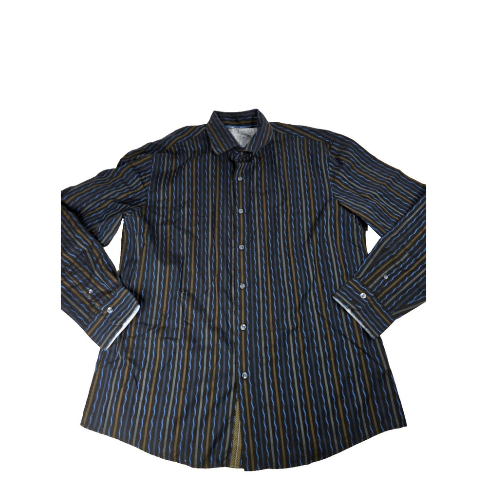 Zagiri Button Up Long Sleeve Shirt Mens XL Multicolor Cotton Embroidered Striped